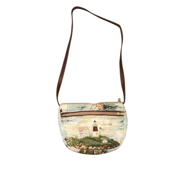 Portmanteau Portland Maine Tapestry Shoulder Bag Purse coastline lighthouse - Picture 6 of 8